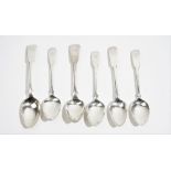 Three Scottish silver fiddle pattern teaspoons,