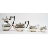 A Regency style four piece silver tea set, comprising; a teapot, a hot water jug,