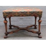 A late 17th century style rectangular walnut footstool,