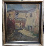 Hanns Diehl (1877-1946), Courtyard scene, oil on board, signed, 56cm x 48cm.