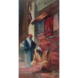 Hal (Henry William Lowe) Hurst (British 1865-1938), Arab interior, oil on board, signed,