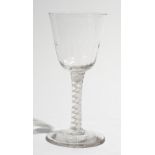 An opaque twist wine glass, circa 1765,