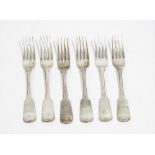 Three Irish silver fiddle pattern table forks,