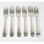 A set of six Scottish silver Old English pattern table forks, Edinburgh 1831,