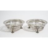 Two similar silver sweetmeat stands, each of shaped circular form,