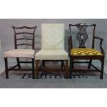 A George III mahogany open armchair, 64cm wide x 96cm high,