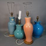 A group of four modern ceramic table lamps, of various sizes, the tallest 43cm high, (4).