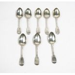 Three silver fiddle pattern dessert spoons,