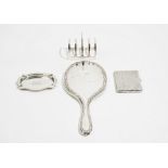 Silver and silver mounted wares, comprising; a five bar toastrack of angular form, London 1933,
