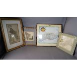 A group of four early 20th century framed maps, the largest 52cm wide x 46cm high, (4).