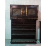 An 18th century and later oak dresser, the three tier plate rack over cupboard base,