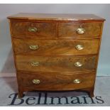 A late George III mahogany bowfront chest, of two short and three long graduated drawers,