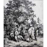 Adriaen van Ostade (Dutch, 1610-1685), The Fiddler and the Hurdy-Gurdy boy, etching circa 1660,