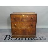 A 19th century oak chest, of three long drawers, 72cm wide x 74cm high,