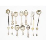 Silver flatware, comprising; a christening spoon and fork, London 1855,