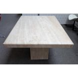 A modern marble rectangular dining table, on rectangular pedestal, 100cm wide x 170cm long.