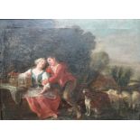 Continental School (early 19th century), Courting the shepherdess, oil on paper laid on panel,
