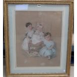 ** Gilbert (19th century), Portrait of three children, coloured chalks, signed and dated 1841-2,