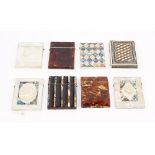 Eight late 19th century visiting card cases, each of rectangular form,