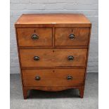 A small George III mahogany chest, of two short and two long drawers on bracket feet,