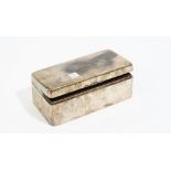 A late Victorian silver rectangular hinge lidded table cigarette box, wooden lined within,