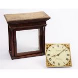 A white painted 30 hour longcase clock movement, circa 1840, the 11 inch square dial,