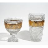A Moser glass vase and urn,