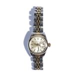 A Rolex Oyster Perpetual Date steel and gold lady's bracelet wristwatch,