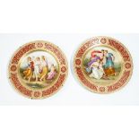 A pair of Vienna style plates, late 19th/early 20th century, painted with titled scenes,