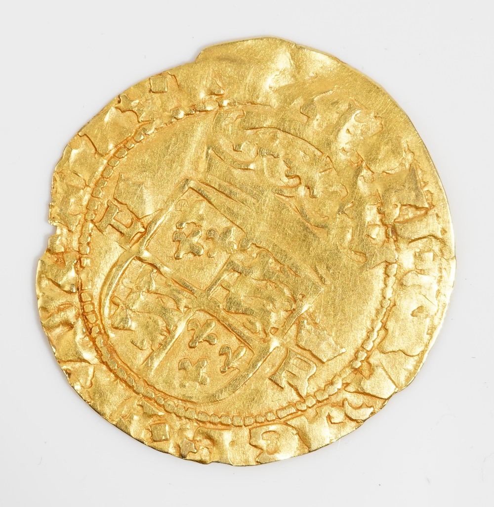 A Henry VIII or Edward VI coinage in the name of Henry VIII, gold crown, weight 2.9 gms. - Image 2 of 2