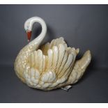 A large Staffordshire pottery swan jardiniere, 40cm high.