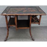 A Victorian bamboo and lacquer rectangular centre table,