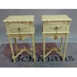 A pair of Victorian style painted single drawer bedside tables, 45cm wide x 80cm high, (2).
