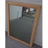 A 19th century Continental bleached fruitwood rectangular mirror, with moulded frame,