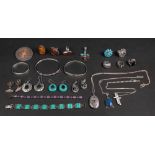 A collection of silver and gem-set jewel