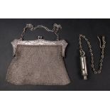 A silver plated lady's mesh evening purs