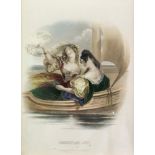 A set of fifteen coloured engravings of ladies with flowers, published by Ackermann,