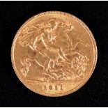 A George V half sovereign, 1911.