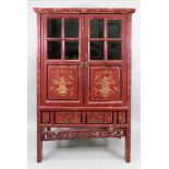 A Chinese carved red lacquered and gilt