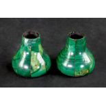 A pair of malachite veneered gilt metal