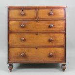 A Victorian mahogany chest, fitted with two short and three long drawers,