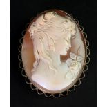 A 9ct gold mounted shell cameo brooch of