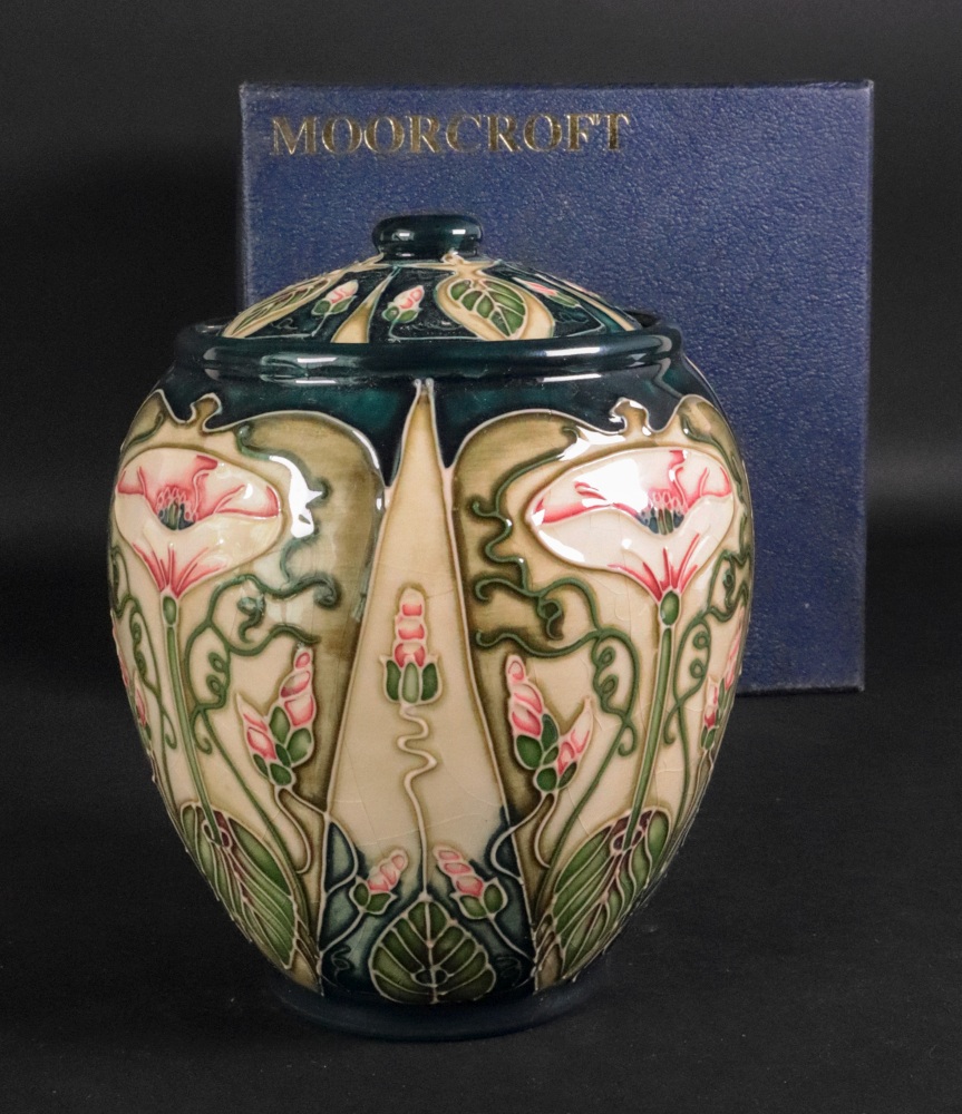 A Moorcroft jar and cover, tube lined wi