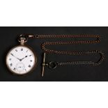 A 9ct gold keyless wind pocket watch, the case hallmarked Birmingham 1920,