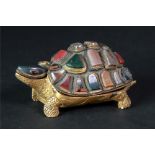 A gilt metal novelty necessaire, probably Italian, 19th century, in the form of a tortoise,