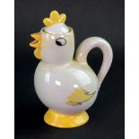 A Clarice Cliff Bizarre nursery chicken teapot, 16cm high.