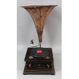 A gramophone with polychrome decorated t