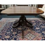 A reproduction Regency style mahogany crossbanded and ebony strung 'D' end dining table,