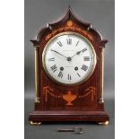 Bell Brothers Doncaster; a 'Sheraton Revival' mahogany and inlaid bracket clock,