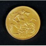A Queen Victoria gold £2 coin, 1887, Gol